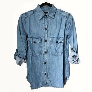 Zara Denim Long Sleeve Button Up Shirt XS